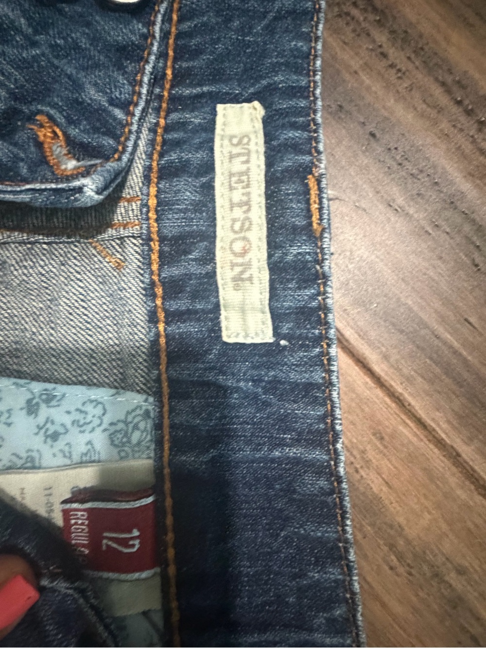 Stetson Men's Slim Jeans in Dark Blue with Contrast Stitching